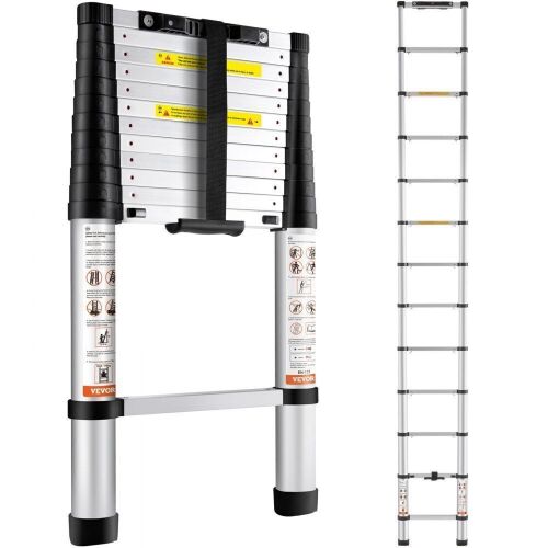 VEVOR Telescoping Ladder Aluminum Extension Step 12.5 ft Multi-purpose Portable - Lot 420
