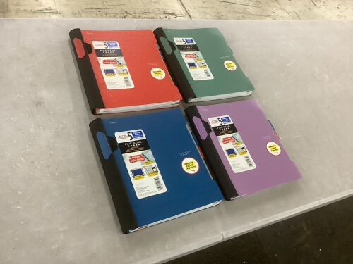 Five Star 5 Subject College Ruled Advance Spiral Notebook with Pocket Dividers, 4 Pack  - Lot 445