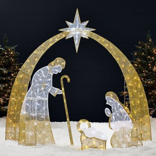 4.5' Lighted 2D Christmas Nativity Scene Outdoor Decor w/ Twinkling LED Lights - Lot 475