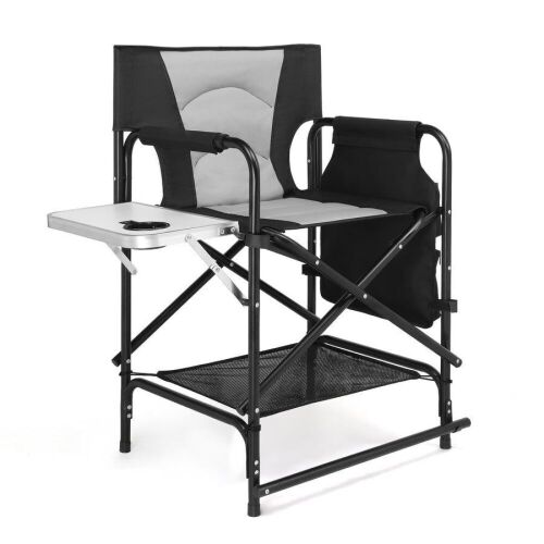 OmySalon Portable Folding Director Chair with Side Table 22in - Lot 534