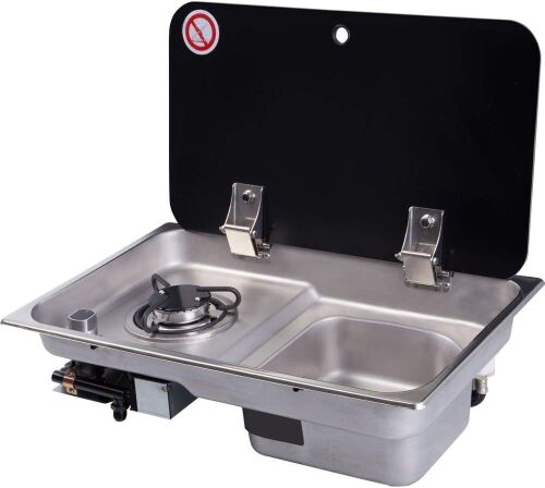 Gas Camping Stove and Sink Combo with Tempered Glass Lid - Dented  - Lot 304