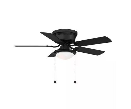 Hugger 44 in. LED Indoor Matte Black Ceiling Fan with Light Kit - Lot 430JF
