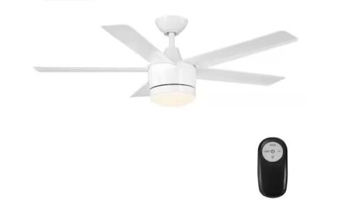 Home Decorators Collection Merwry 48 in. Integrated LED Indoor White Ceiling Fan with Light Kit and Remote Control - Lot 432JF