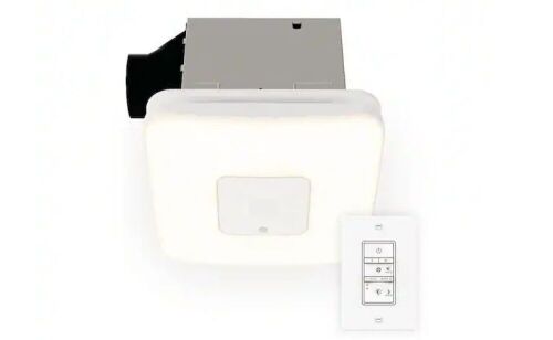 Commercial Electric 80 /110 CFM Ceiling Mount Room Side Installation Smart Bathroom Exhaust Fan and Bluetooth Speaker - Lot 138JF
