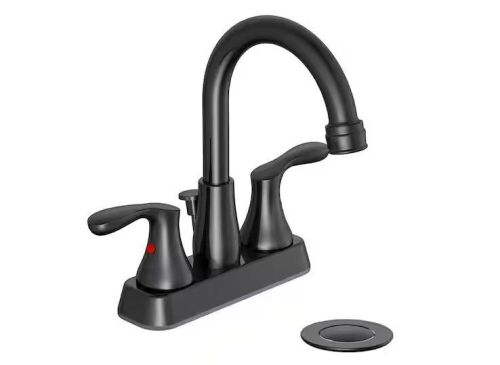 Glacier Bay Deveral 4 in. Centerset 2-Handle High-Arc Bathroom Faucet in Matte Black - Lot 443JF