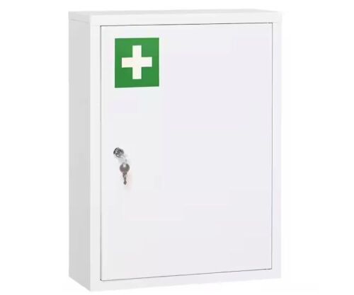 kleankin Rectangular White Steel Surface Mount Medicine Cabinet Without Mirror 16 in. W x 21 in. H - Lot 203JF