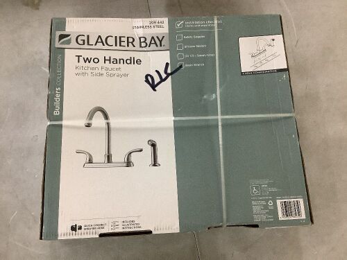 Glacier Bay Builders 2-Handle Standard Kitchen Faucet w/ Sprayer Stainless Steel - Lot 209JF