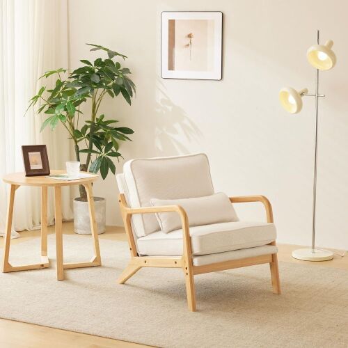 VINGLI Modern Accent Chair with Rubber Wood Frame and Lumbar Pillow - Lot 67
