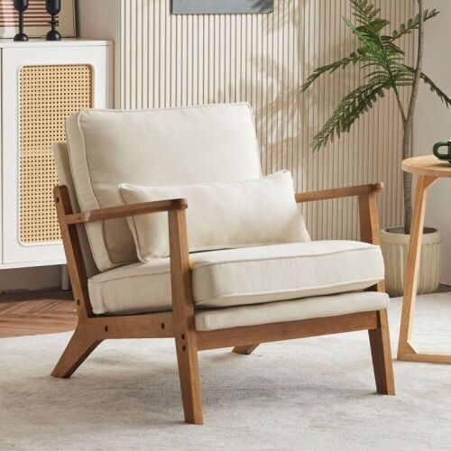  Linen Fabric Upholstered Armchair - Lot 142