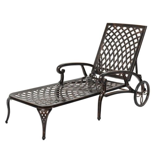 Cast Aluminum Outdoor Chaise Lounge Chair Bronze - Lot 28