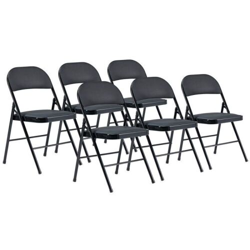 Resin Padded Stackable Folding Chairs, Set of 6 - Damage on One Leg - Lot 176
