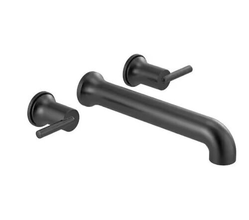 Delta Trinsic 2-Handle Wall-Mount Tub Filler Trim Kit in Matte Black - Lot 102JF