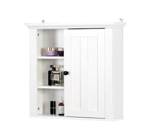 Cripy 20.9 in. W x 19.9 in. H Framed Rectangular White Surface Mount Medicine Cabinet without Mirror - Lot 185JF