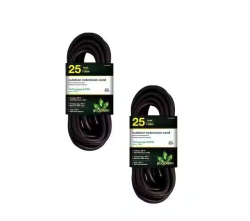 Lot of (2) Go Green Power 25 ft. 14/3 SJTW Outdoor Extension Cord - Lot 810