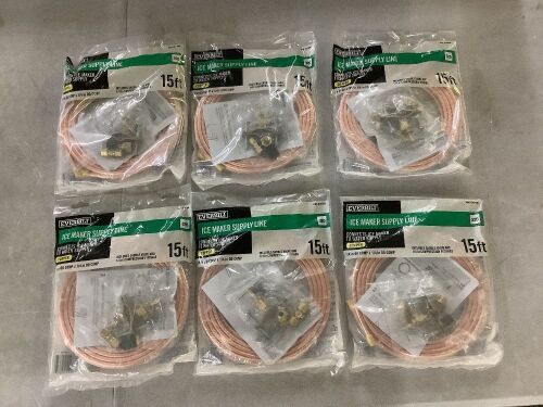 Lot of (6) Everbilt 1/4 in. COMP x 1/4 in. COMP x 15 ft. Copper Ice Maker Installation Kit - Lot 811JF