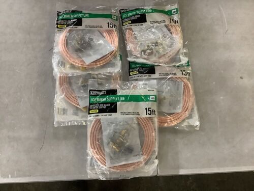 Lot of (5) Everbilt 1/4 in. COMP x 1/4 in. COMP x 15 ft. Copper Ice Maker Installation Kit - Lot 818JF