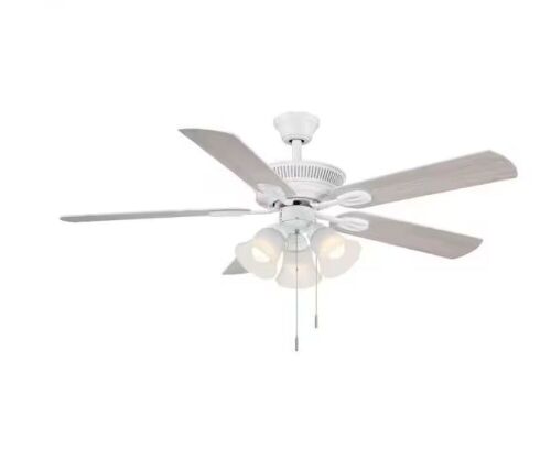 Hampton Bay Glendale III 52 in. LED Indoor White Ceiling Fan with Light and Pull Chains - Lot 107JF