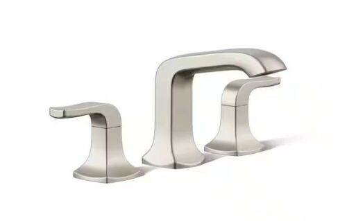 KOHLER Rubicon 8 in. Widespread Double Handle Bathroom Faucet in Vibrant Brushed Nickel - Lot 110JF