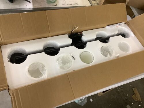 Thayer 39 in. 5-Light Matte Black Vanity Light with Clear Glass Shades - End Light Bent - Lot 820JF