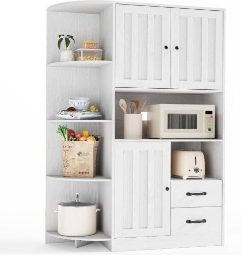 60.4" Farmhouse Kitchen Pantry Storage Cabinet with Doors and Adjustable Shelves - Lot 36