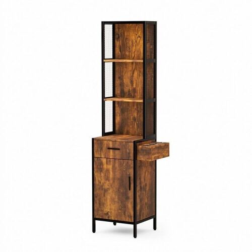 OmySalon Barber Storage Station Cabinet w/1 Drawer 3-Tier Storage Shelf 1 Storage Cabinet 3 Hair Dryer Holders - Lot 40