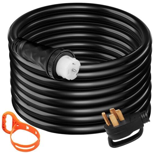 VEVOR 25Ft 50 Amp Generator Extension Cord STW 6/3 + 8/1 Generator Cord 125V 250V Generator Power Cord N14-50P & SS2-50R & CS6364 Twist Lock Connectors - Lot 615