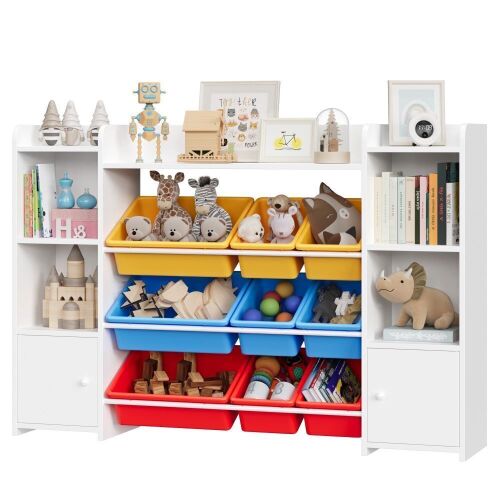 Toy Storage Organizer with Plastic Toy Bins - Lot 665