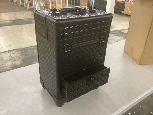 Aluminum Rolling Makeup Train Case - Lightly Bent at Top - Lot 625