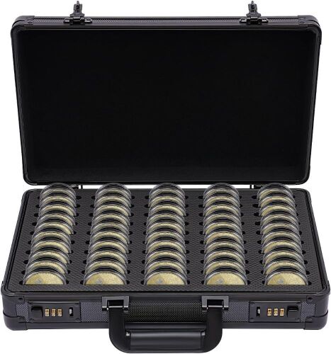 Aluminum Frame Coin Collector Case, Holds 50 pc  - Lot 629