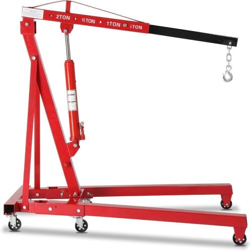  TUFFIOM 2 Ton Folding Hydraulic Engine Crane with Telescopic Boom, Outriggers and Hook, 4400 lbs  - Lot 22