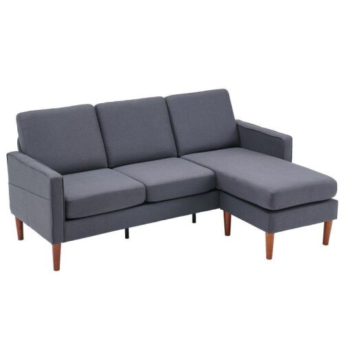  L Shaped Sectional Couch with Linen Fabric for Small Space  - Lot 24