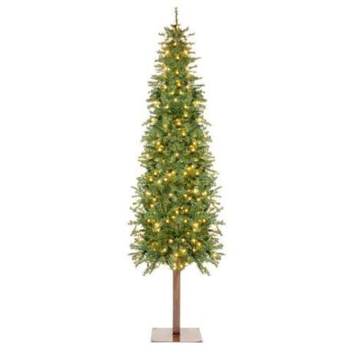 6' Pre-Lit Artificial Alpine Slim Pencil Christmas Tree w/ LED Lights, Stand - Lot 704