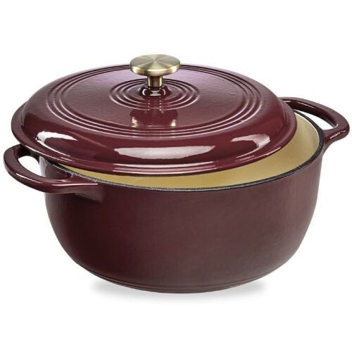 Cast-Iron Dutch Oven Kitchen Cookware w/ Enamel, Handles - 6qt - Lot 802