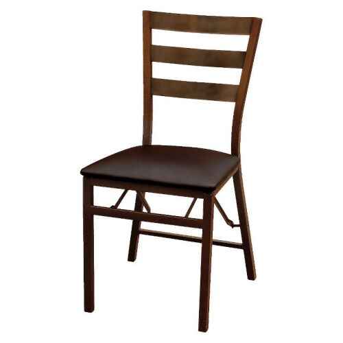 Peakform Wood Ladder Back Padded Folding Chair Brown x2-a few marks - Lot 18wg