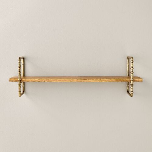 Turned Brass and Wood Wall Shelf - Hearth & Hand™ with Magnolia - Lot 22WG