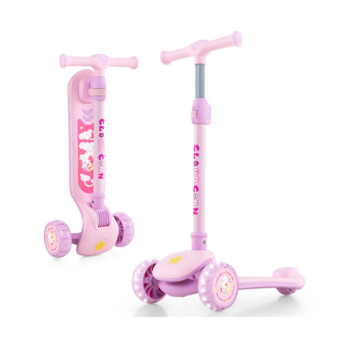 Folding Kids Scooter with Extra Wide Deck and LED Lighted PU Whee - Lot 34WG