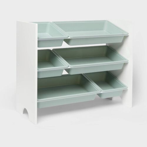 Kids' 6 Bin Storage White - Pillowfort™: Multi Bin Toy Organizer,-1 bin corner broken - Lot 59WG