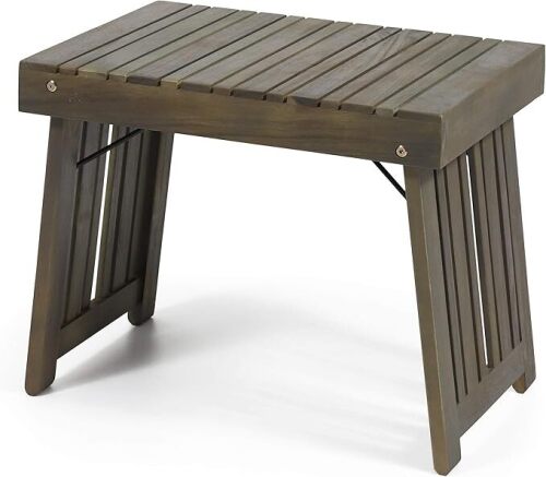 Christopher Knight Home Howard Outdoor Acacia Wood Folding Side Table, Gray Finish - Lot 88WG