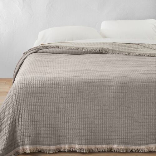 Reversible Textured Cotton Chambray Coverlet - Lot 119WG