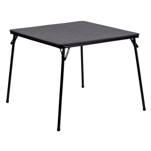 Emma and Oliver Black Foldable Card Table with Vinyl Table Top-dmged - Lot 128WG