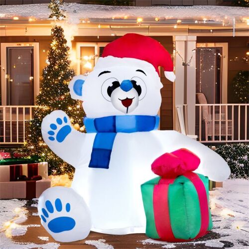 JOYFY 4 FT Christmas Inflatable Outdoor Decoration, Polar Bear - Lot 167wg