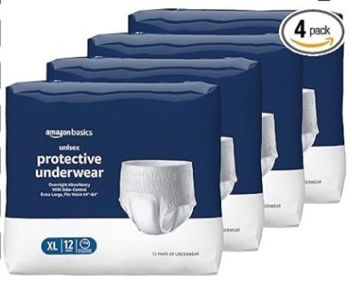 Amazon Basics Unisex Protective Underwear, Extra Large, 48 Count - Lot 482