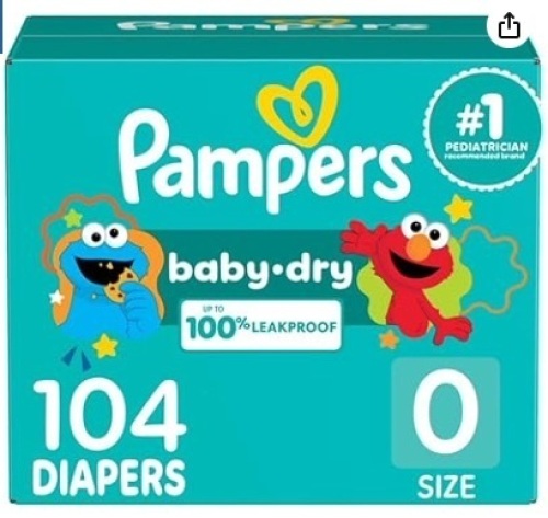 Pampers Diapers, Newborn,104 Count - Lot 491