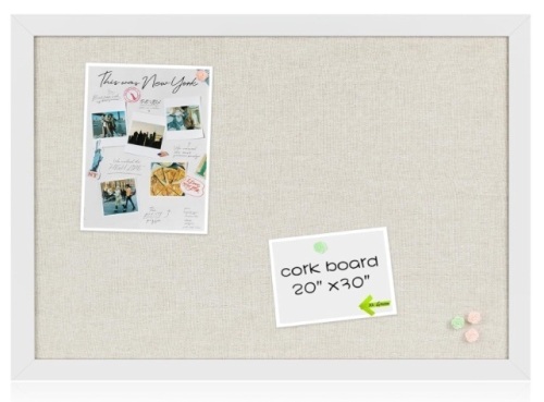 Board2by White Cork Board/ Bulletin Board 30" x 20" - Lot 494