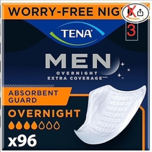 Tena Incontinence Guards for Men, Overnight Absorbency, 3 Pack (48 ct) - Lot 483