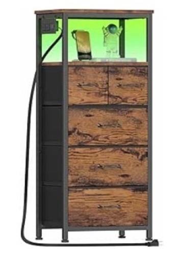 Furnulem Dresser w/ Charging Station, LED Lights - Lot 478
