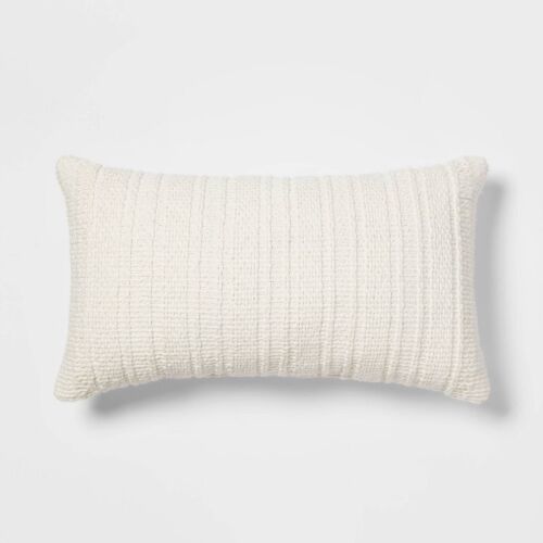 Oversized Textural Woven Throw Pillow Cream - Threshold™-14 X 34 - Lot 223WG