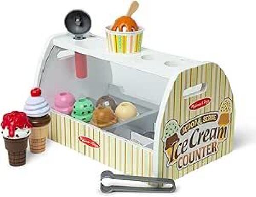 Melissa & Doug Wooden Scoop and Serve Ice Cream Counter -missing 3 pieces - Lot 358