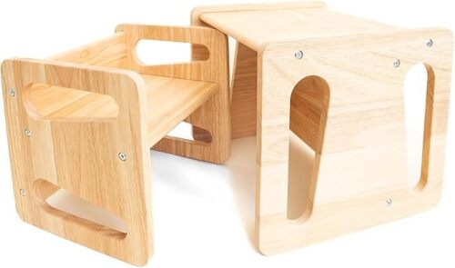 Montessori Weaning Table and Chair Set - Solid Wooded Toddler Table - Lot 378