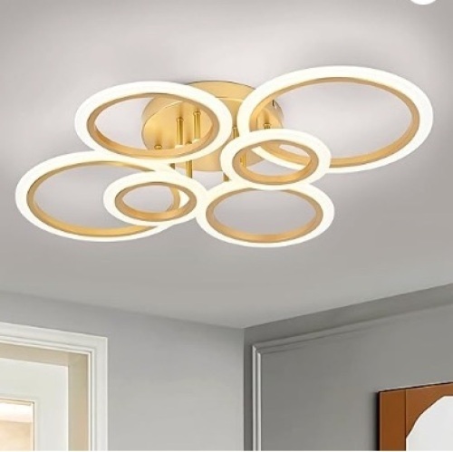 Vikaey Modern LED Flush Mount Ceiling Light, 6 Rings - Lot 436